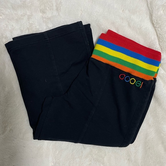 COOGI Black Rainbow Waistband Cropped Sweatpants Size Small - Picture 1 of 6